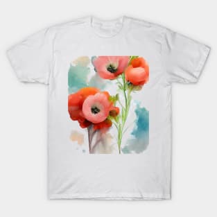 Red poppies watercolor painting #3 T-Shirt